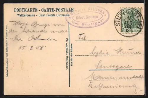 AK Solitude bei Stuttgart, Aufbruch zur Jagd, Schloss Solitude, 1782