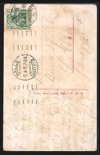 AK Halle a. S., Marktplatz mit altem und neuem Rathaus, Burg Giebichenstein, Gerichtsgebäude