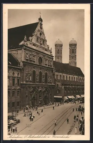 AK München, St. Michaelskirche und Frauenkirche