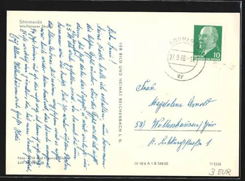 AK Sömmerda, Weissenseer Strasse, Kirche, Wohnhäuser