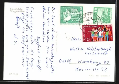 AK Friedland /Beeskow, Eulenbrücke, Wuggelmühle, Ortsansicht