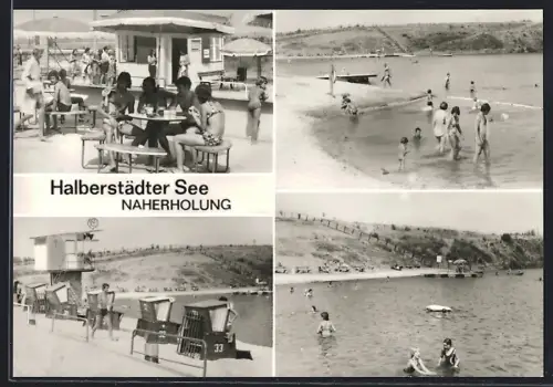 AK Halberstadt, Halberstädter See, Gaststätte, Strand, Badegäste