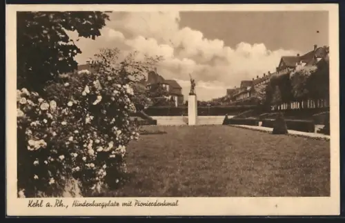 AK Kehl a. Rh., Hindenburgplatz mit Pionierdenkmal