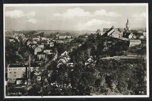 AK Dohna, Blick über die Ortschaft mit Burgschänke