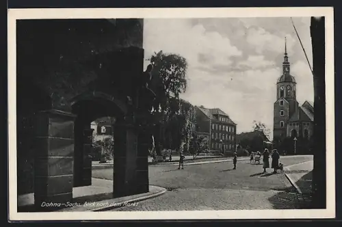 AK Dohna /Sachs., Blick nach dem Markt mit Kirche