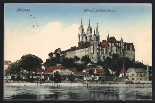 AK Meissen, Königl. Albrechtsburg von der Elbe her