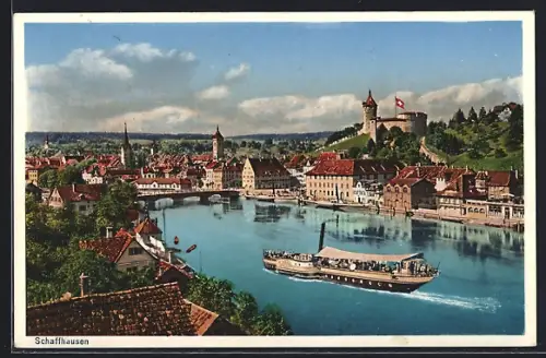 AK Schaffhausen, Rheinpartie mit Blick über die Stadt