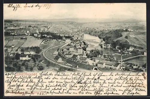 AK Schaffhausen, Gesamtansicht mit Fernblick aus der Vogelschau