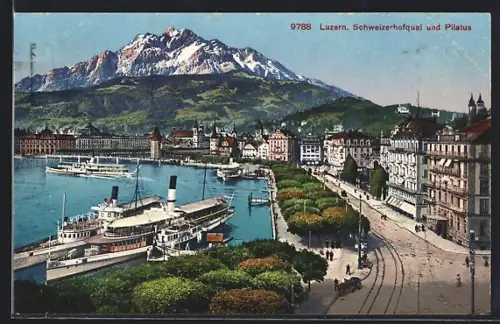 AK Luzern, Schweizerhofquai und Pilatus