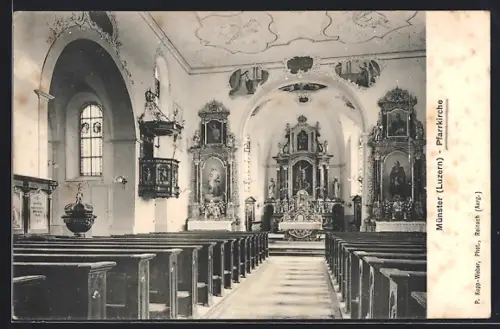 AK Luzern, Münster, Innenansicht der Pfarrkirche