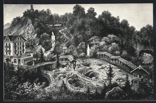 AK Luzern, Gletschergarten aus der Vogelschau