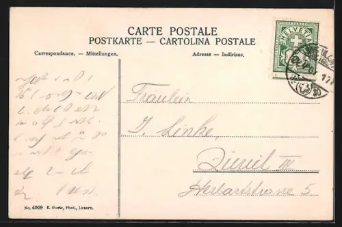 AK Luzern, Totalansicht mit Pilatus im Frühling