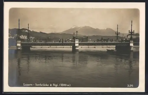AK Luzern, Seebrücke und Rigi