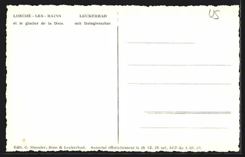 AK Leukerbad, Gesamtansicht mit Dalagletscher aus der Vogelschau