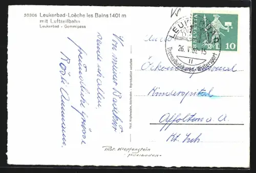 AK Leukerbad, Gesamtansicht mit Luftseilbahn