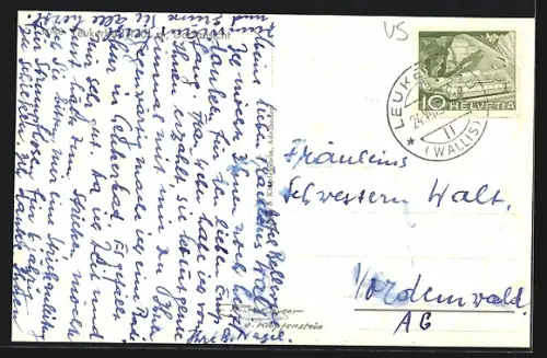 AK Leukerbad, Dorfansicht aus der Vogelschau