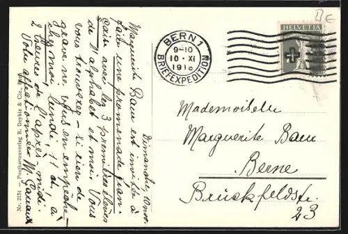 AK Bern, Kornhausbrücke mit Gebäude, 1898, Passepartout