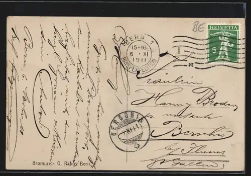 AK Bern, Kirchenfeldbrücke und Bundespalast