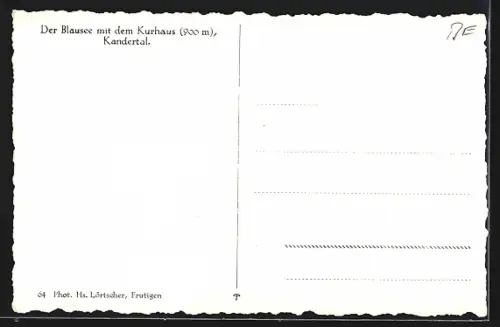 AK Blausee /Kandertal, Seepartie mit Kurhaus und Boot