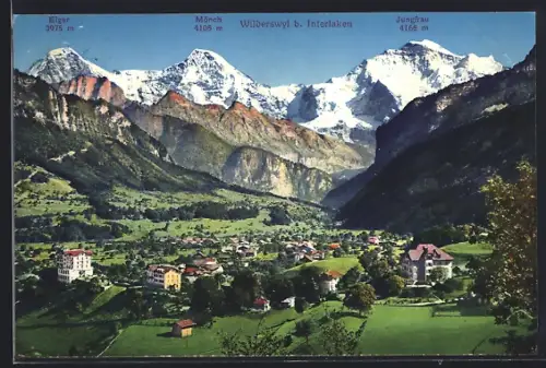 AK Wilderswyl bei Interlaken, Gesamtansicht mit Eiger, Mönch und Jungfrau