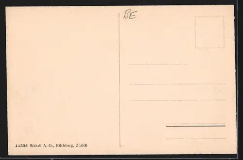 AK Wengen, Ortsansicht mit Jungfrau im Winter