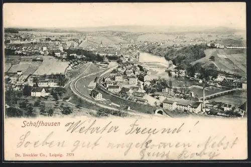 AK Schaffhausen, Gesamtansicht mit Umgebung aus der Vogelschau