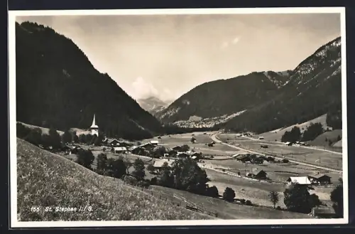 AK St. Stephan i. S., Ortsansicht mit Bergpanorama