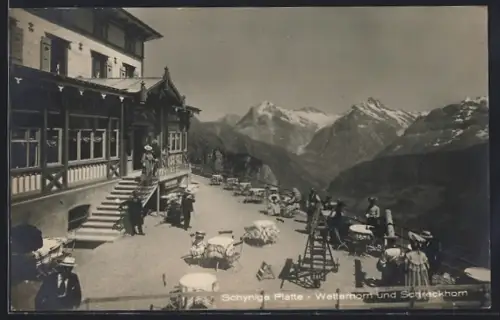 AK Schynige Platte, Hotel Schynige Platte mit Wetterhorn u. Schreckhorn