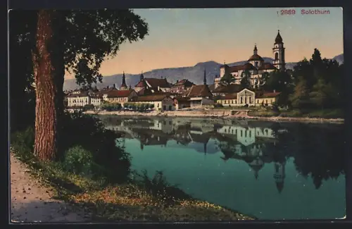 AK Solothurn, Ortspanorama vom Wasser aus