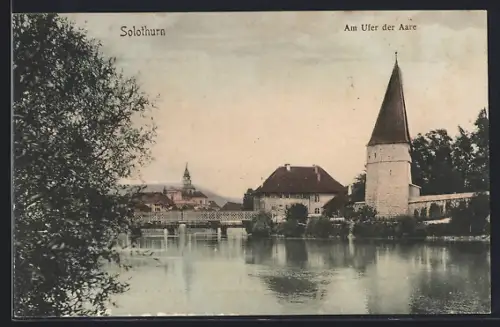 AK Solothurn, Turm am Ufer der Aare