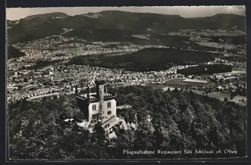 AK Olten, Restaurant Säli Schlössli mit Olten, Fliegeraufnahme