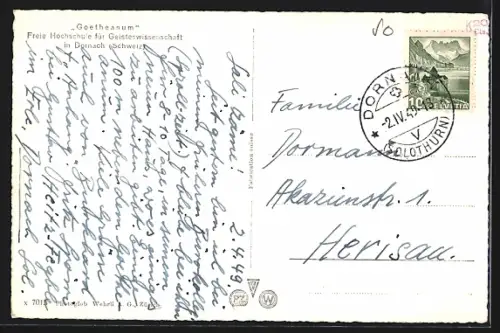 AK Dornach, Freie Hochschule Goetheanum, Frontansicht