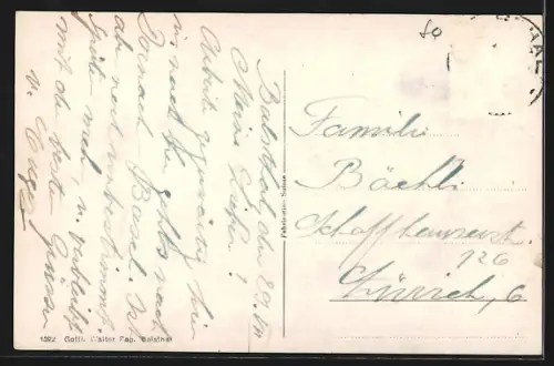 AK Balsthal, Alt & Neu-Falkenstein mit Ort aus der Vogelschau