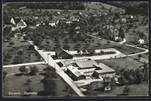 AK Zurzach, Thermalbad und Ort vom Flugzeug aus