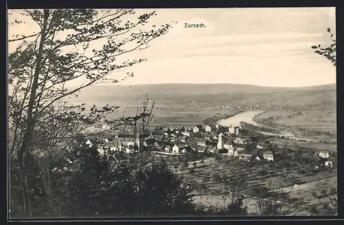 AK Zurzach, Gesamtansicht mit Umgebung aus der Vogelschau