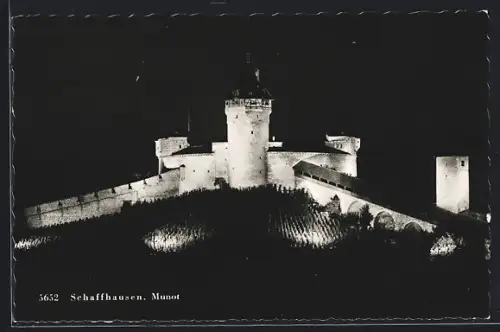 AK Schaffhausen, Munot-Castell bei nächtlicher Beleuchtung