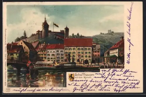 Künstler-AK Schaffhausen, Ortsansicht mit dem Munoth