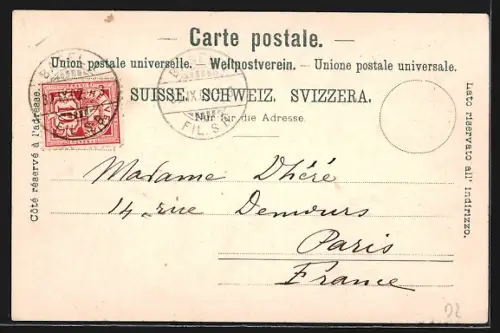 AK Basel, Neues Rathaus mit Nachbargebäuden, Kirchturm