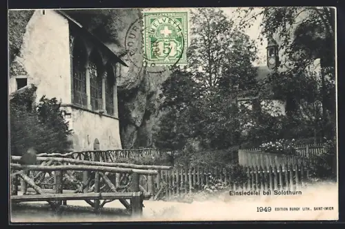 AK Solothurn, Einsiedelei, Partie mit Kirche