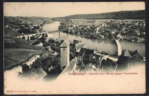 AK Schaffhausen, Aussicht vom Munot gegen Feuerthalen