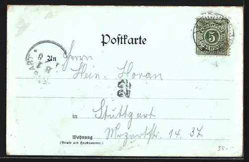 Lithographie Ulm / Donau, Münster, Rathaus, Stadtansicht