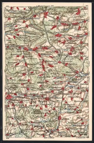 AK Triptis, Landkarte mit Umgebung