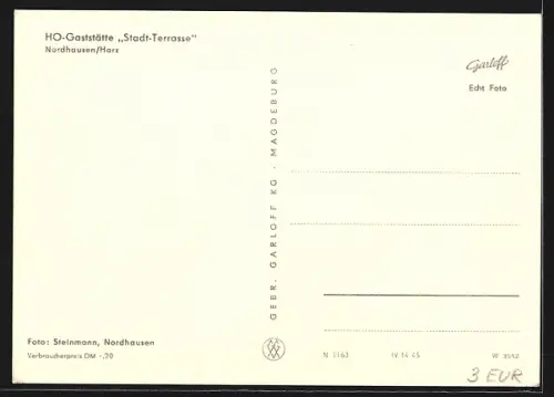 AK Nordhausen /Harz, HO-Gaststätte Stadt-Terrasse, Blick in den Gastraum