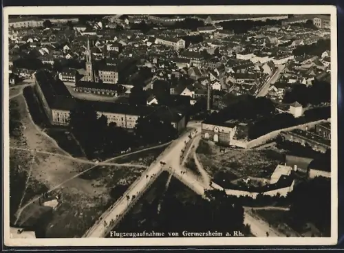 AK Germersheim a. Rh., Ortsansicht vom Flugzeug aus