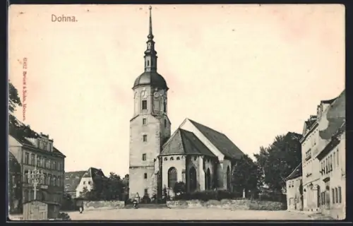 AK Dohna, Kirche mit Umgebung