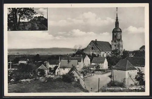 AK Dohna /Sachs., Burg, Blick von der Burg, Kirche, Ortsansicht