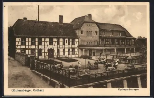 AK Güntersberge /Ostharz, Kurhaus-Terrasse mit Gästen