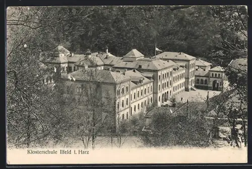 AK Ilfeld /Harz, Klosterschule aus der Vogelschau