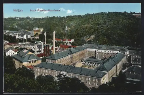 AK Meissen, Staatl. Porzellan-Manufaktur aus der Vogelschau