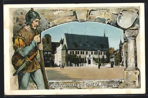 AK Quedlinburg, Rathaus, Ritter